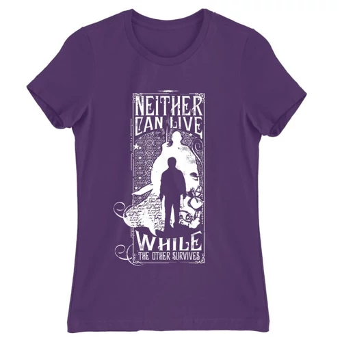 Sötétlila Harry Potter női rövid ujjú póló - Neither can live