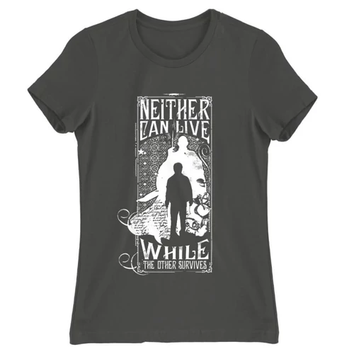 Sötétszürke Harry Potter női rövid ujjú póló - Neither can live