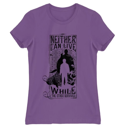 Világoslila Harry Potter női rövid ujjú póló - Neither can live