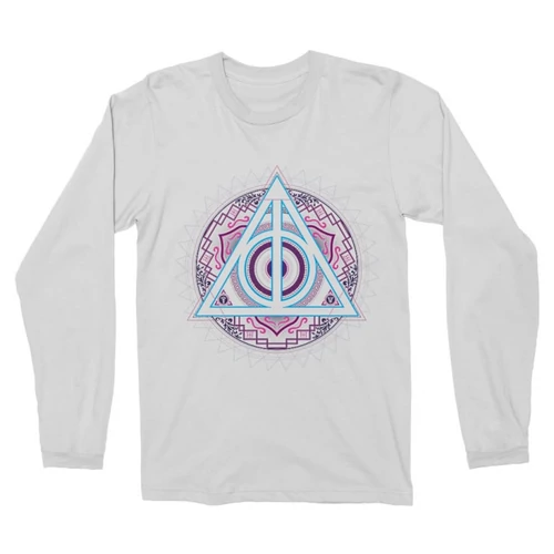 Fehér Harry Potter férfi hosszú ujjú póló - Neon Dealthy Hallows
