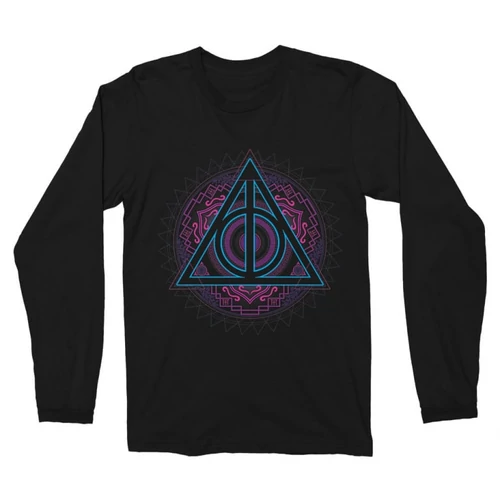 Fekete Harry Potter férfi hosszú ujjú póló - Neon Dealthy Hallows