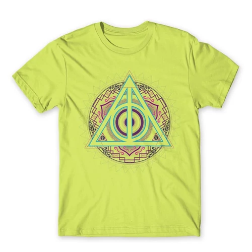Almazöld Harry Potter férfi rövid ujjú póló - Neon Deathly Hallows