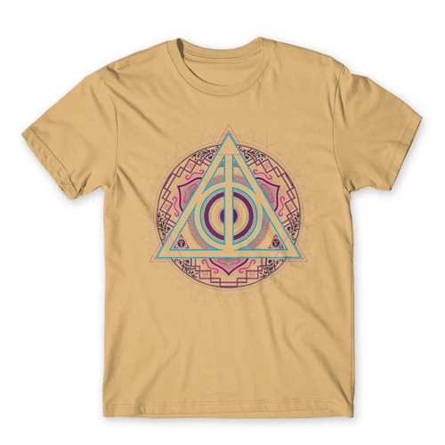 Homok Harry Potter férfi rövid ujjú póló - Neon Deathly Hallows