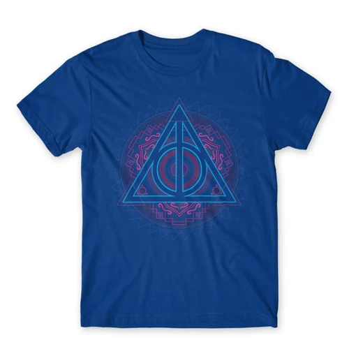 Királykék Harry Potter férfi rövid ujjú póló - Neon Deathly Hallows