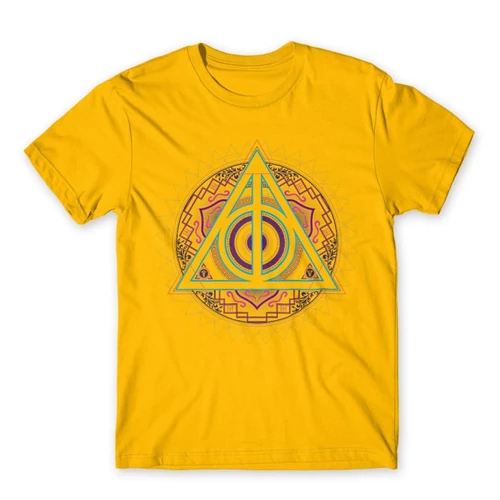 Sárga Harry Potter férfi rövid ujjú póló - Neon Deathly Hallows