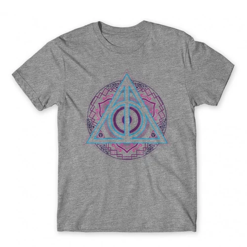 Sportszürke Harry Potter férfi rövid ujjú póló - Neon Deathly Hallows