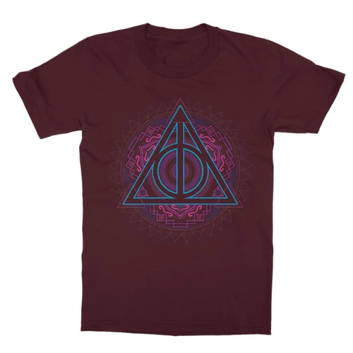Bordó Harry Potter gyerek rövid ujjú póló - Neon Deathly Hallows