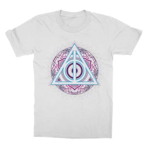 Fehér Harry Potter gyerek rövid ujjú póló - Neon Deathly Hallows