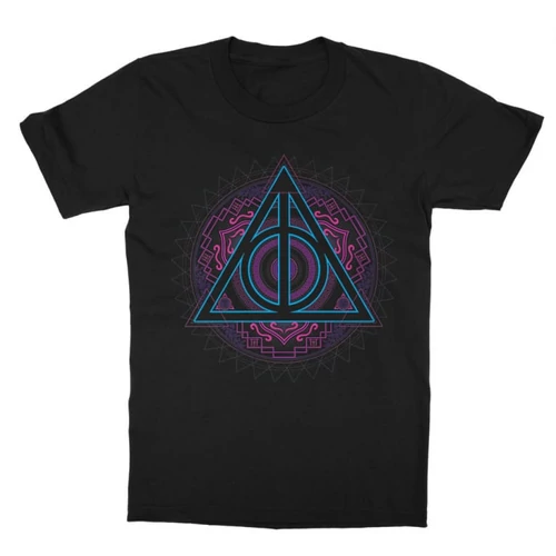 Fekete Harry Potter gyerek rövid ujjú póló - Neon Deathly Hallows