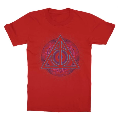 Piros Harry Potter gyerek rövid ujjú póló - Neon Deathly Hallows