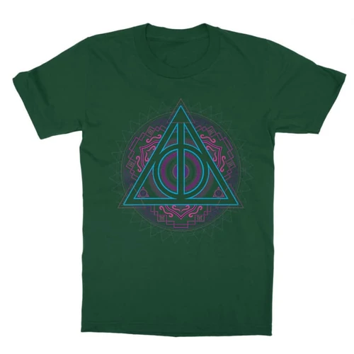 Sötétzöld Harry Potter gyerek rövid ujjú póló - Neon Deathly Hallows