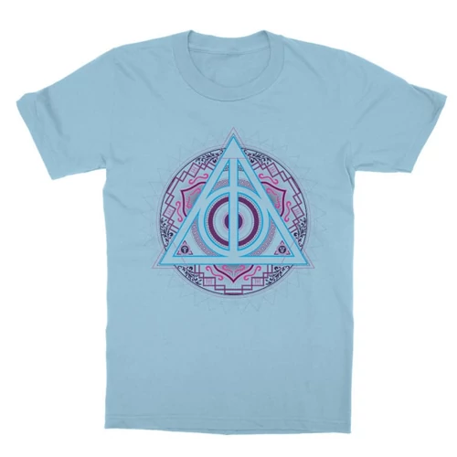 Világoskék Harry Potter gyerek rövid ujjú póló - Neon Deathly Hallows