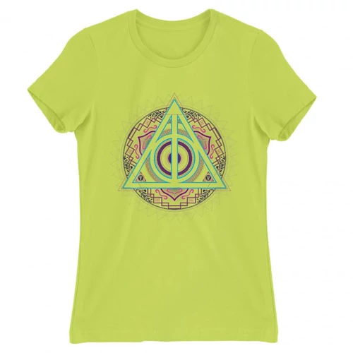 Almazöld Harry Potter női rövid ujjú póló - Neon Deathly Hallows