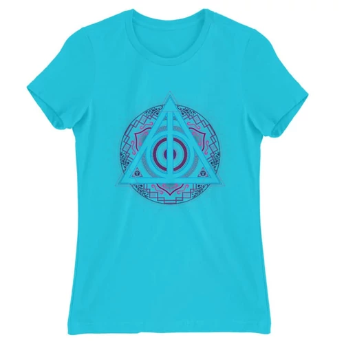 Atollkék Harry Potter női rövid ujjú póló - Neon Deathly Hallows