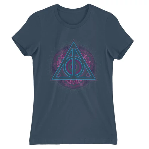 Denim Harry Potter női rövid ujjú póló - Neon Deathly Hallows
