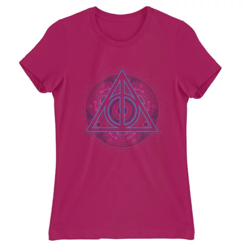 Pink Harry Potter női rövid ujjú póló - Neon Deathly Hallows