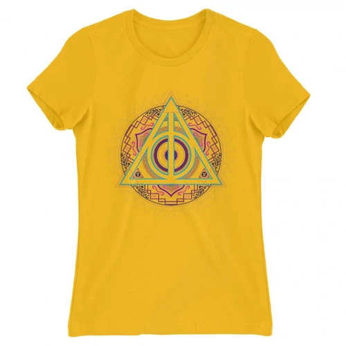 Sárga Harry Potter női rövid ujjú póló - Neon Deathly Hallows