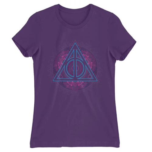 Sötétlila Harry Potter női rövid ujjú póló - Neon Deathly Hallows