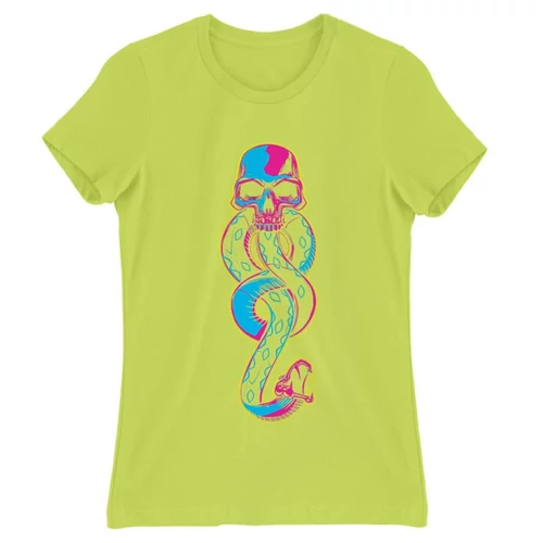 Almazöld Harry Potter női rövid ujjú póló - Neon Death Eater Symbol