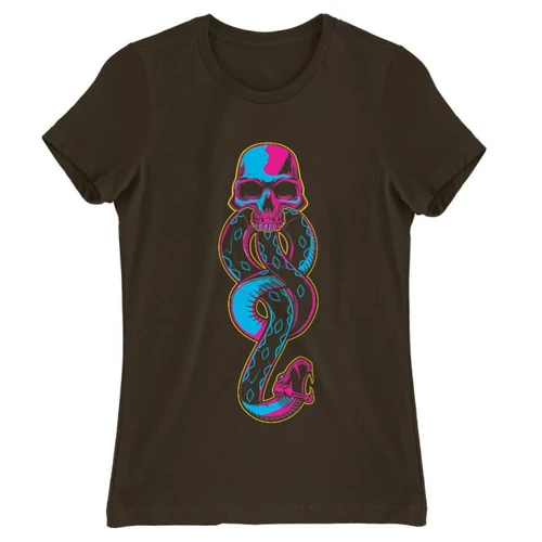Barna Harry Potter női rövid ujjú póló - Neon Death Eater Symbol