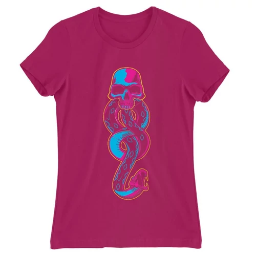 Pink Harry Potter női rövid ujjú póló - Neon Death Eater Symbol