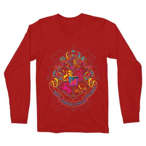 Piros Harry Potter férfi hosszú ujjú póló - Neon Hogwarts
