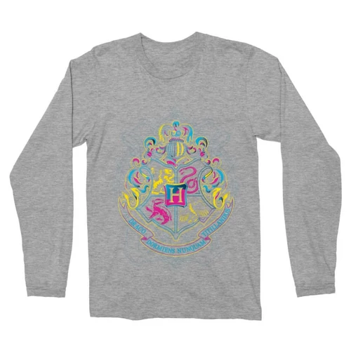 Sportszürke Harry Potter férfi hosszú ujjú póló - Neon Hogwarts