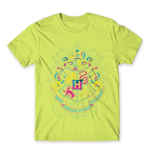 Almazöld Harry Potter férfi rövid ujjú póló - Neon Hogwarts