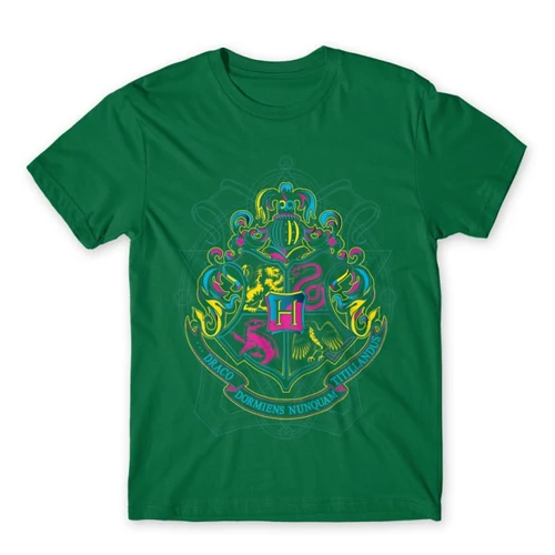 Zöld Harry Harry Potter férfi rövid ujjú póló - Neon Hogwarts