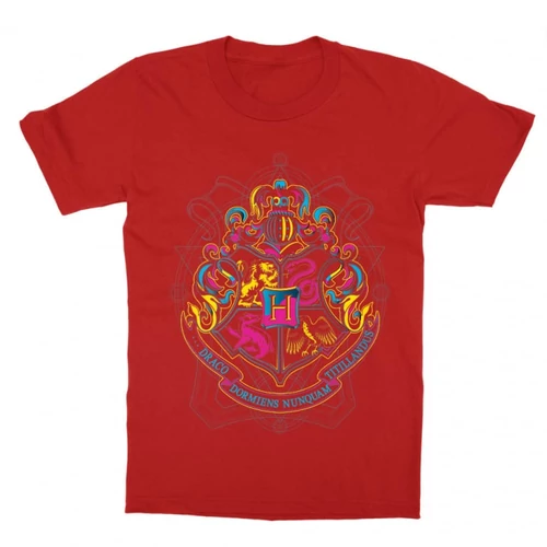 Piros Harry Potter gyerek rövid ujjú póló - Neon Hogwarts 