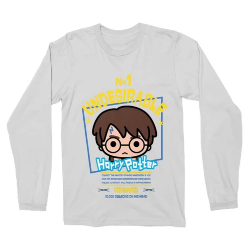Fehér Harry Potter férfi hosszú ujjú póló - No. 1 Undesirable