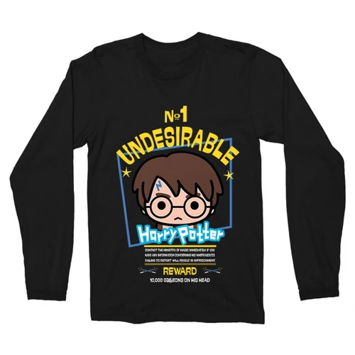 Fekete Harry Potter férfi hosszú ujjú póló - No. 1 Undesirable