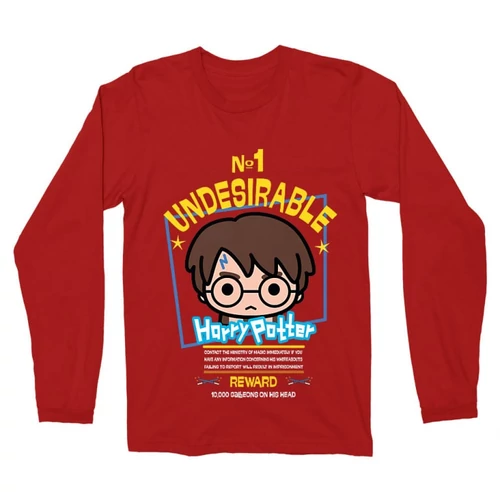 Piros Harry Potter férfi hosszú ujjú póló - No. 1 Undesirable