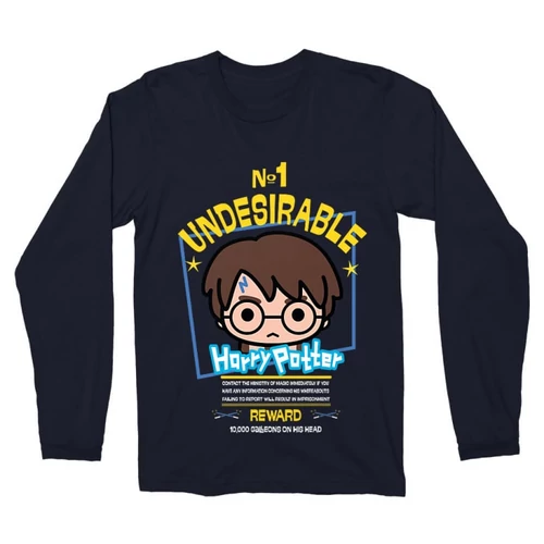 Sötétkék Harry Potter férfi hosszú ujjú póló - No. 1 Undesirable
