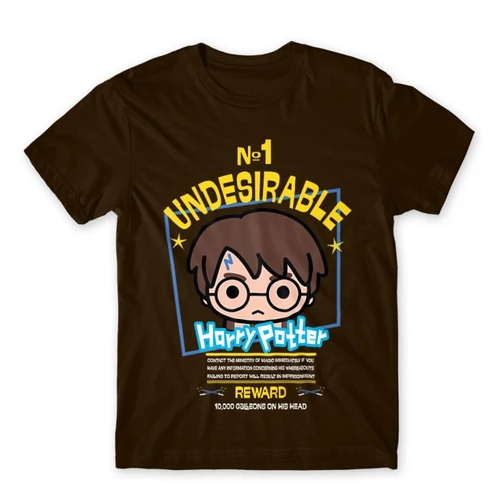 Barna Harry Potter férfi rövid ujjú póló - No. 1 Undesirable