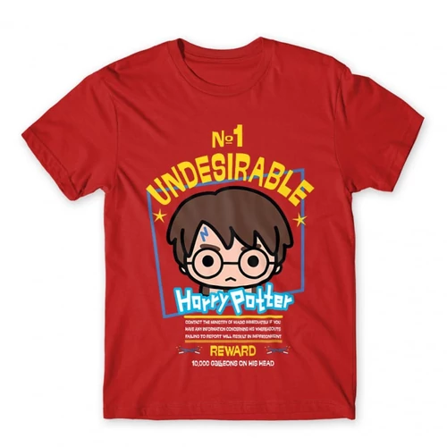 Piros Harry Potter férfi rövid ujjú póló - No. 1 Undesirable