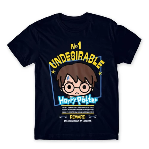 Sötétkék Harry Potter férfi rövid ujjú póló - No. 1 Undesirable