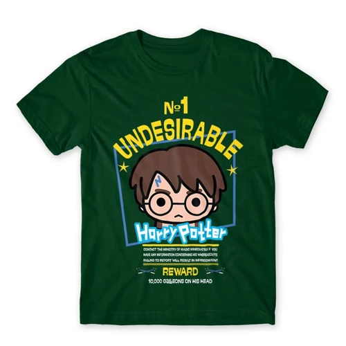 Sötétzöld Harry Potter férfi rövid ujjú póló - No. 1 Undesirable