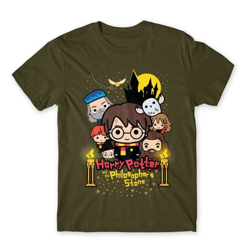 Khaki Harry Potter férfi rövid ujjú póló - Philosopher's Stone Chili Poster