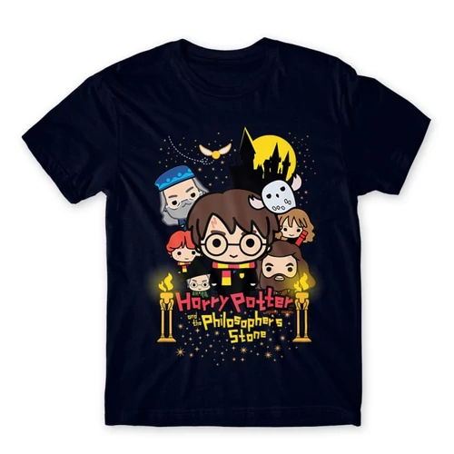 Sötétkék Harry Potter férfi rövid ujjú póló - Philosopher's Stone Chili Poster