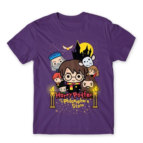 Sötétlila Harry Potter férfi rövid ujjú póló - Philosopher's Stone Chili Poster