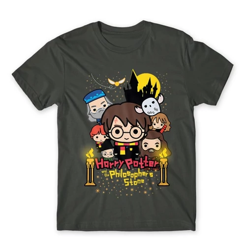 Sötétszürke Harry Potter férfi rövid ujjú póló - Philosopher's Stone Chili Poster