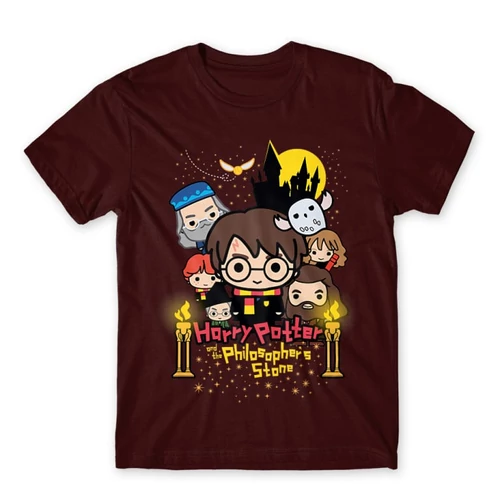 Bordó Harry Potter gyerek rövid ujjú póló - Philosopher's Stone Chili Poster