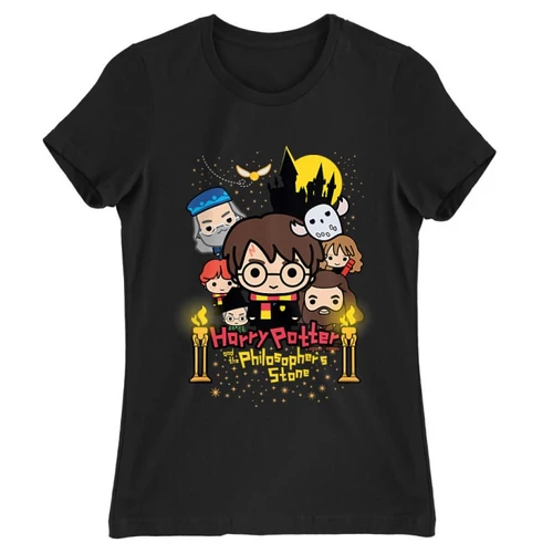 Fekete Harry Potter női rövid ujjú póló - Philosopher's Stone Chili Poster