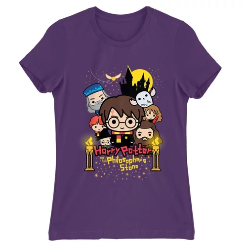 Sötétlila Harry Potter női rövid ujjú póló - Philosopher's Stone Chili Poster