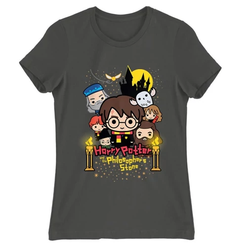 Sötétszürke Harry Potter női rövid ujjú póló - Philosopher's Stone Chili Poster