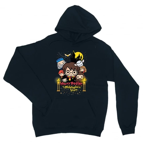 Sötétkék Harry Potter unisex kapucnis pulóver - Philosopher's Stone Chili Poster