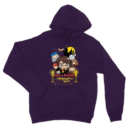 Sötétlila Harry Potter unisex kapucnis pulóver - Philosopher's Stone Chili Poster