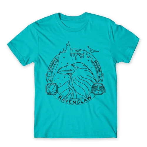 Atollkék Harry Potter férfi rövid ujjú póló - Ravenclaw Lineart