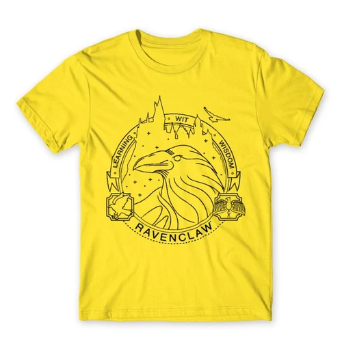 Citromsárga Harry Potter férfi rövid ujjú póló - Ravenclaw Lineart